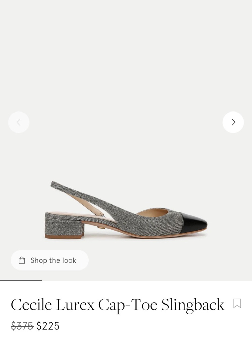 Veronica Beard Silver Glitter Slingback Flats with Black Cap Toe - Picture 14 of 15